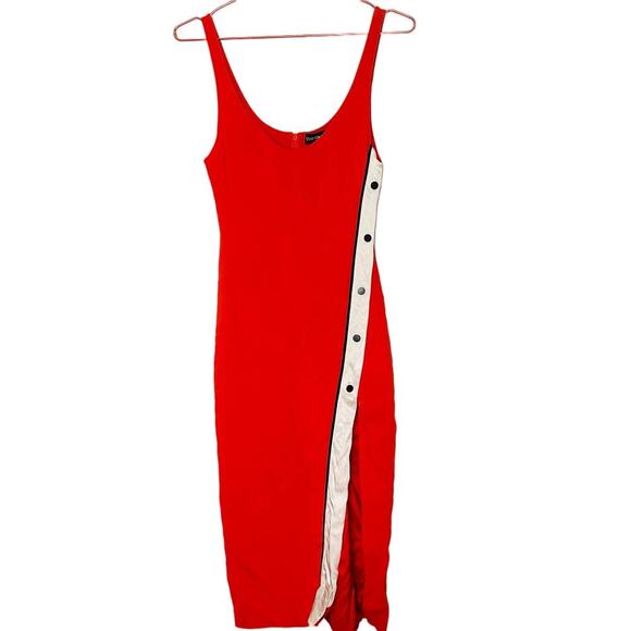 David Koma Women's Red Acetate Snaps Sleeveless Slit Tank Dress Size Small - Picture 4 of 10